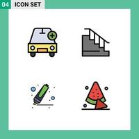 Set of 4 Modern UI Icons Symbols Signs for add drawing plus down marker Editable Vector Design Elements