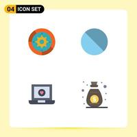 Universal Icon Symbols Group of 4 Modern Flat Icons of gear computer engine forbidden heart Editable Vector Design Elements