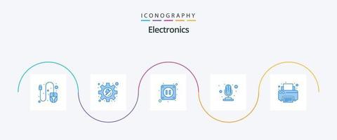 Electronics Blue 5 Icon Pack Including . printing. socket. printer. fax