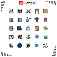 Pictogram Set of 25 Simple Filled line Flat Colors of file data spread archive drawer Editable Vector Design Elements
