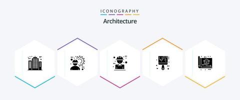 Architecture 25 Glyph icon pack including tool. brush. labour. design. character vector