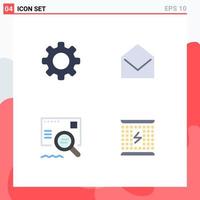Pack of 4 creative Flat Icons of basic email setting message search Editable Vector Design Elements