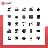 Mobile Interface Solid Glyph Set of 25 Pictograms of favorite spam sold email front Editable Vector Design Elements