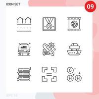 Set of 9 Vector Outlines on Grid for formula board winner special photographic lenses Editable Vector Design Elements