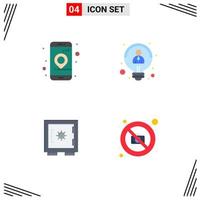 Modern Set of 4 Flat Icons and symbols such as app locker navigation idea secure Editable Vector Design Elements