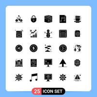 25 iconos creativos signos y símbolos modernos de audio de seguridad de documento de taza de café sin elementos de diseño vectorial editables vector