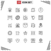 25 Thematic Vector Lines and Editable Symbols of zenith timepiece mission timekeeper alarm Editable Vector Design Elements