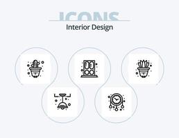 paquete de iconos de línea de diseño de interiores 5 diseño de iconos. pez. escaleras de casa. escritorio. hasta. dirección vector