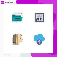 Pack of 4 creative Flat Icons of document ruler diet machine thinking Editable Vector Design Elements