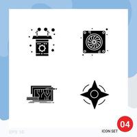 Pictogram Set of 4 Simple Solid Glyphs of podium blueprint speech fan design Editable Vector Design Elements