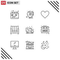 Group of 9 Outlines Signs and Symbols for rings hanging vision gymnastics like Editable Vector Design Elements