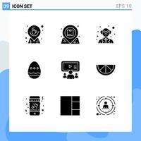 Set of 9 Modern UI Icons Symbols Signs for group easter egg inbox easter science Editable Vector Design Elements