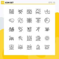 Mobile Interface Line Set of 25 Pictograms of paper hobby healthcare lemon diet Editable Vector Design Elements
