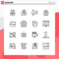 Universal Icon Symbols Group of 16 Modern Outlines of bowl flag abilities country recruitment Editable Vector Design Elements