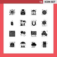 User Interface Pack of 16 Basic Solid Glyphs of online click bank mouse goal Editable Vector Design Elements