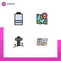 Filledline Flat Color Pack of 4 Universal Symbols of battery christian map google easter Editable Vector Design Elements