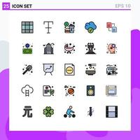 25 iconos creativos, signos y símbolos modernos de negocios, compartir archivos de almuerzo, datos, elementos de diseño vectorial editables vector