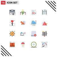 Set of 16 Modern UI Icons Symbols Signs for heart celebration man save floppy Editable Pack of Creative Vector Design Elements