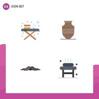 Modern Set of 4 Flat Icons and symbols such as ironing board movember amphora jar men Editable Vector Design Elements