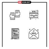 Set of 4 Modern UI Icons Symbols Signs for glove internet sport thing responsive Editable Vector Design Elements