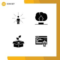 User Interface Pack of 4 Basic Solid Glyphs of awareness ecology perception upload plant Editable Vector Design Elements