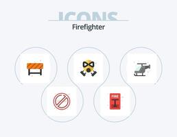 Firefighter Flat Icon Pack 5 Icon Design. fast. protection. attention. mask. fire vector