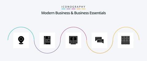 paquete de iconos de glifo 5 de negocios modernos y elementos esenciales de negocios que incluye cajón. gabinete. marcador. lectura. Nota vector