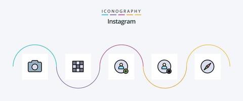 Instagram Line Filled Flat 5 Icon Pack Including navigation. instagram. contact. contact. tweet vector