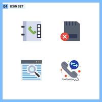 Universal Icon Symbols Group of 4 Modern Flat Icons of contacts webpage computers removed call deflection Editable Vector Design Elements