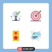 4 Universal Flat Icon Signs Symbols of bulb study ok love school Editable Vector Design Elements