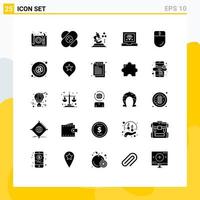Modern Set of 25 Solid Glyphs and symbols such as cursor development wound develop medical Editable Vector Design Elements