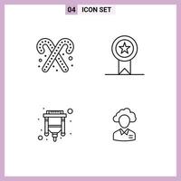 4 iconos creativos signos y símbolos modernos de conector de bastón de caramelo dulces cinta hdmi elementos de diseño vectorial editables vector