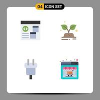Modern Set of 4 Flat Icons and symbols such as app charge develop trees cord Editable Vector Design Elements