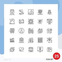 Group of 25 Lines Signs and Symbols for education premuim gallery sale advertisement big sale Editable Vector Design Elements