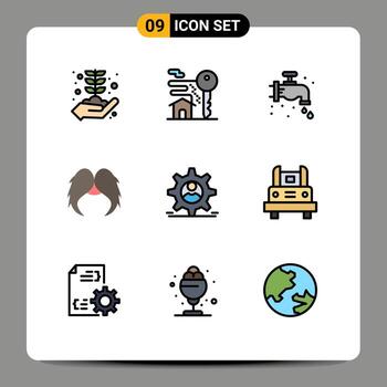 9 Universal Filledline Flat Colors Set for Web and Mobile Applications dper male faucet movember moustache Editable Vector Design Elements