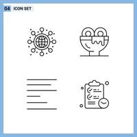 Line Pack of 4 Universal Symbols of global left breakfast food checklist Editable Vector Design Elements