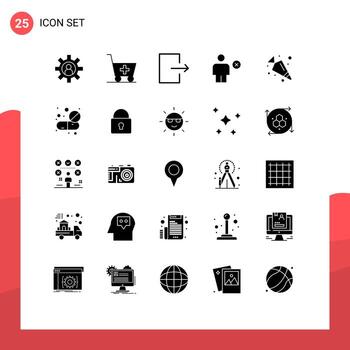 conjunto de 25 iconos modernos de la interfaz de usuario signos de símbolos para la salida de zanahoria vegetal menos eliminar elementos de diseño de vectores editables