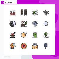 16 User Interface Flat Color Filled Line Pack of modern Signs and Symbols of technology dna office draw bio leaf Editable Creative Vector Design Elements