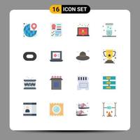 Universal Icon Symbols Group of 16 Modern Flat Colors of chemistry biology report biochemistry school Editable Pack of Creative Vector Design Elements