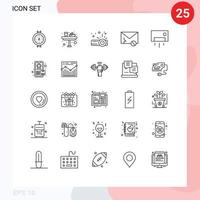 25 Universal Line Signs Symbols of appliances spam device sms mail Editable Vector Design Elements