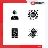 Pack of 4 creative Solid Glyphs of call promotion service black friday cell Editable Vector Design Elements