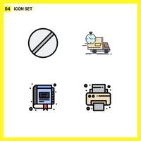 4 Thematic Vector Filledline Flat Colors and Editable Symbols of biology truck research time digital Editable Vector Design Elements