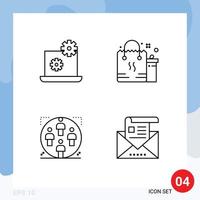 Line Pack of 4 Universal Symbols of laptop team shopping package man Editable Vector Design Elements