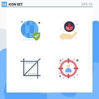 Pictogram Set of 4 Simple Flat Icons of globe media world care web Editable Vector Design Elements