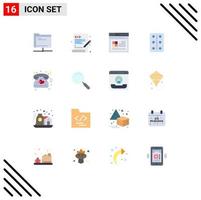 Group of 16 Flat Colors Signs and Symbols for love tablets web coding remedy website Editable Pack of Creative Vector Design Elements