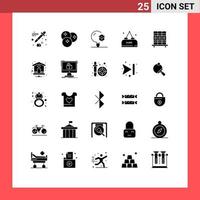 Mobile Interface Solid Glyph Set of 25 Pictograms of cupboard meal education food university Editable Vector Design Elements