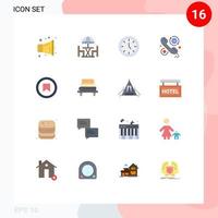 Pictogram Set of 16 Simple Flat Colors of plus call furniture hours faq Editable Pack of Creative Vector Design Elements