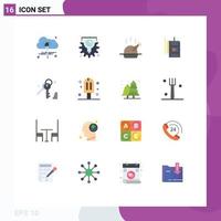 conjunto de 16 iconos de interfaz de usuario modernos signos de símbolos para el estudio gdpr de comida clave de carnaval paquete editable de elementos creativos de diseño de vectores