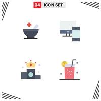 User Interface Pack of 4 Basic Flat Icons of medical crown computer pc position Editable Vector Design Elements