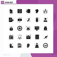 25 Thematic Vector Solid Glyphs and Editable Symbols of data male door secure medical Editable Vector Design Elements